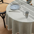 ZeeMart Contrast Linen Round Tablecloth 60 Inch Grey, Farmhouse Style Round Table Cloth Heavy Weight Grey Tablecloths, Water Resistant Burlap Table Cloths