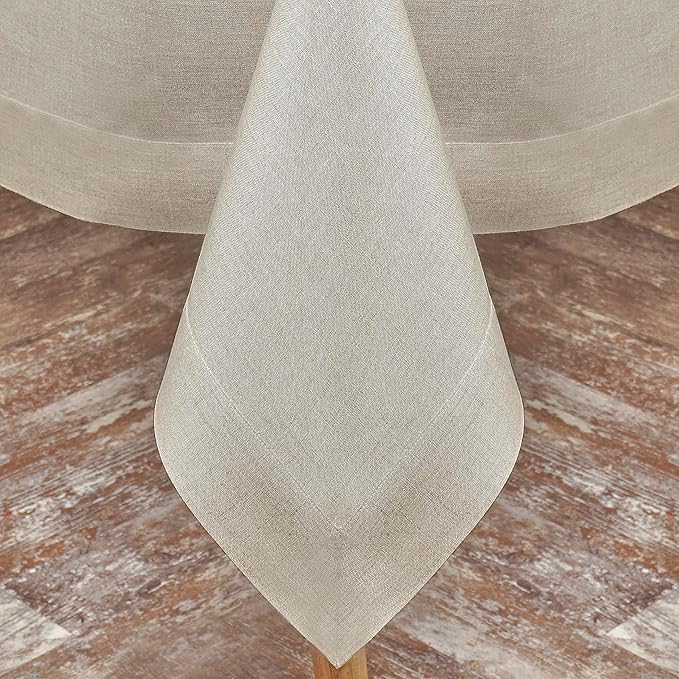 D'Moksha Homes Natural Linen Tablecloth 60 x 84 Inch - 100% Pure Linen Table Cloth for Rectangle Tables - Machine Washable Tablecloth for Valentines, Spring, Easter