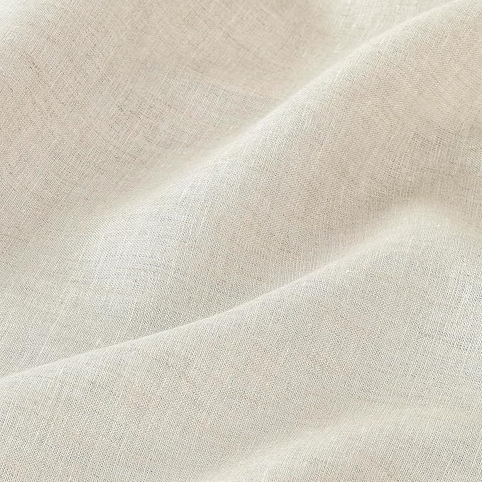 D'Moksha Homes Light Natural Linen Tablecloth for Rectangle Tables 60 x 90 Inch - 100% Pure Linen Natural Table Cloth - Classic Hemstitch, Machine Washable Tablecloth for Valentines, Spring, Easter