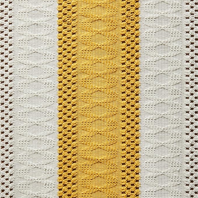 Macrame Style Bicolor Stitching Table Runner 14x72in Mustard | Woven Boho Table - Image 6