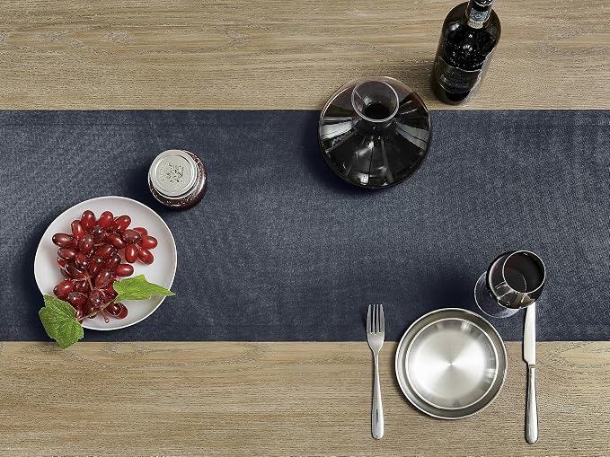 Basic Linen Style Table Runner, 14x108 Inch Dark Navy | Mitered Corner Design - Image 3