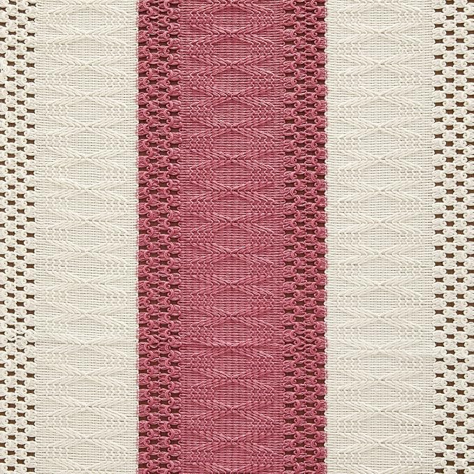 Macrame Style Bicolor Stitching Table Runner 14x48in Dusty Rose | Woven Boho - Image 6