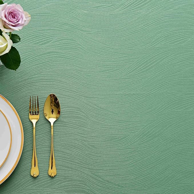 maxmill Jacquard Tablecloth Swirl Design Water Resistance Antiwrinkle Heavy Weight Soft Table Cloth for Buffet Banquet Parties Event Holiday Dinner Rectangle 60 x 84 Inch Sage Green