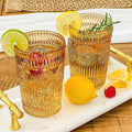 Kate Aspen Vintage Textured Amber Striped Drinking Glasses Set of 6-13 oz by KateAspen