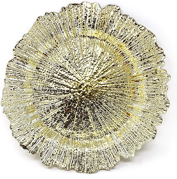 allgala 13-Inch 6-Pack Heavy Quality Round Charger Plates-Reef Gold-HD80331