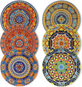 vancasso Bohemian Dinner Plates Set of 6, 10.5 Inch Ceramic Kitchen Plates for Dinner, Colorful Printed Dishes for Dining, Microwave & Dishwasher Safe Plate Set, Series KRVI