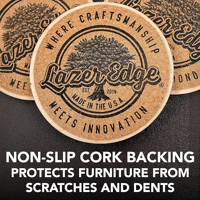 LazerEdge Hampden Sydney Tigers Wooden Coaster Set - Cherry Wood - Officially Licensed Product - 4-Pack