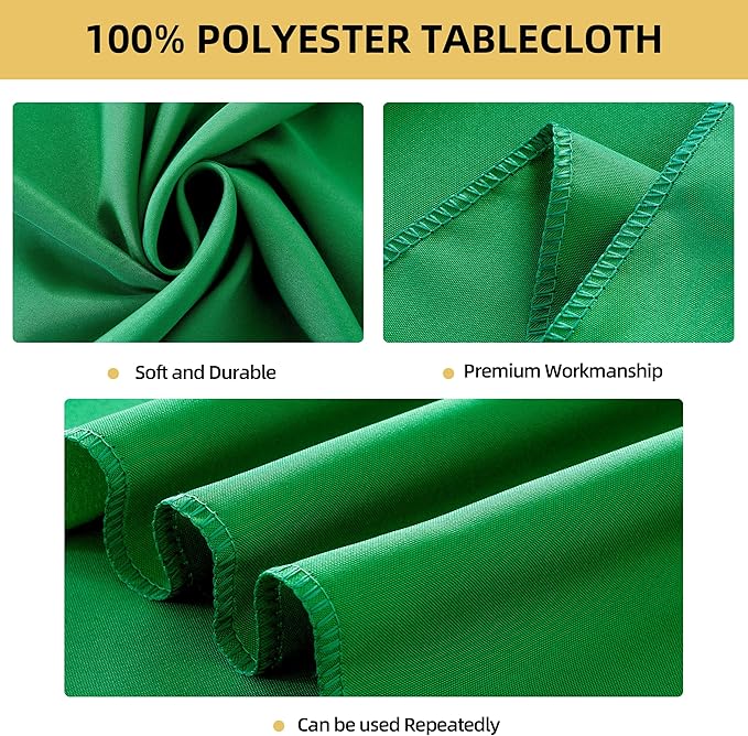 6-Pack 60x102 inch Forest Green Table Cloths, Solid Stain and Wrinkle Resistant Oblong Tablecloth, Premium Plain Weave Polyester Fabric Rectangle Table Linen Covers for Hotel, Wedding