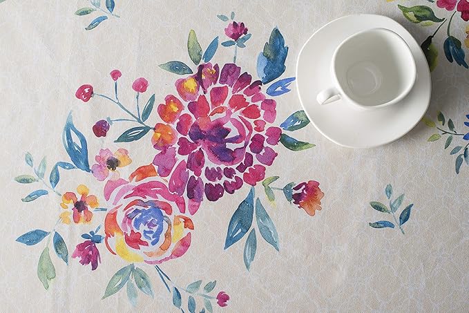 Maison d' Hermine Table Cloth Rectangle Table 100% Cotton 54 x 72 Inches Tablecloth Reusable Decorative for Dining Room Farmhouse Home Valentines Day Decorations Spring Summer - Rose Garden