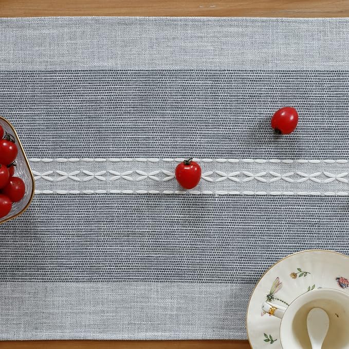 NEWISHER Farmhouse Braided Striped Embroidery Small Table Runner 36 inches | - Image 4