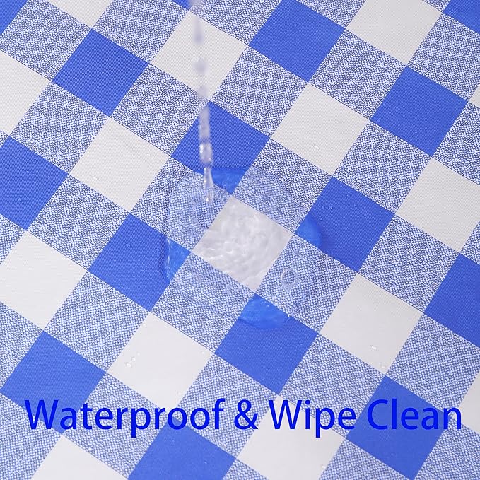 Walrus Round Vinyl Fitted Tablecloth with Flannel Backing Elastic Edge Design Table Cover Waterproof Oil-Proof PVC Table Cloth Stain-Resistant Best for 37"-44" Round