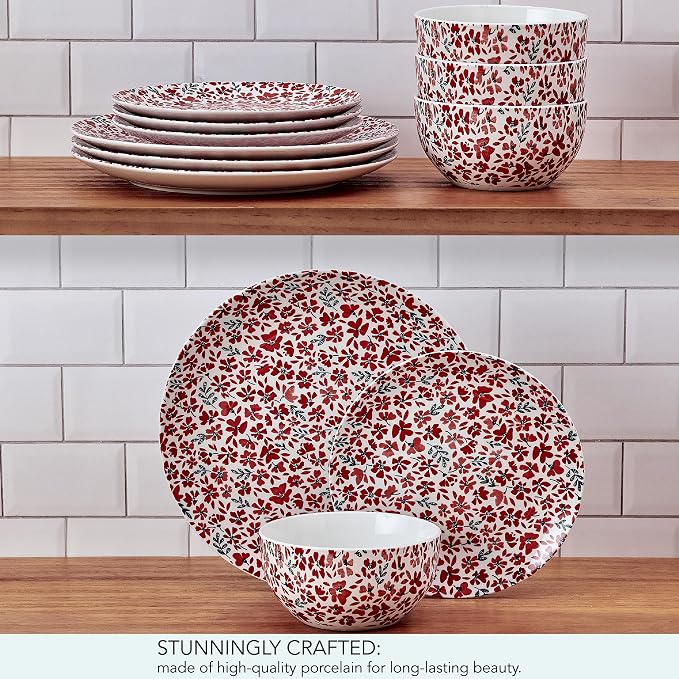 Pfaltzgraff Radiant Blossom 12 Piece Floral Stoneware Dinnerware Plate Bowl - Image 6