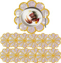 Washable Waterproof Diamond Circle Placemats for Round Tablescape Decor for Dinner and Kitchen Bling Placemats for Weddings & Special Events-12 PCS (Yellow)