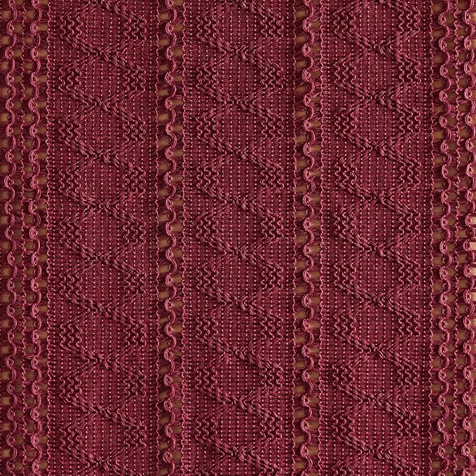 Macrame Style Boho Table Runner, 12x48 Inch Burgundy | Woven Boho Table Runner - Image 6