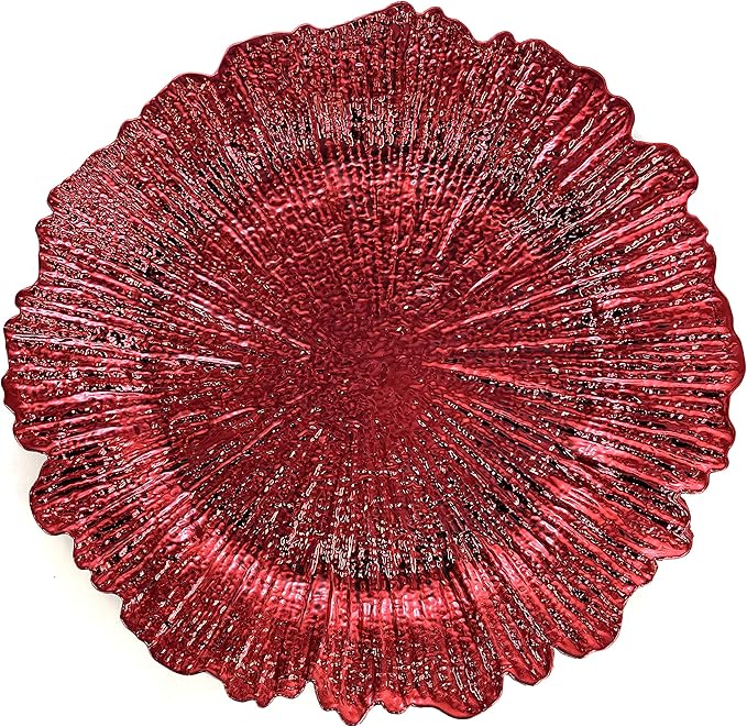 allgala 13-Inch 6-Pack Heavy Quality Round Charger Plates-Reef Red-HD80339