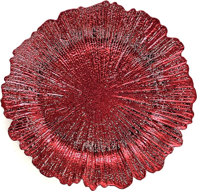 allgala 13-Inch 48-Pack Heavy Quality Round Charger Plates-Reef Red-HD80339