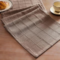 Linen Checked Farmhouse Table Runner, 13x48 Inches Cocoa Brown | Raised Grid by ZEEMARTONLINE