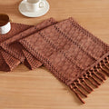 Macrame Style Boho Table Runner, 12x36 Inch Terracotta | Woven Boho Table Runner by ZEEMARTONLINE