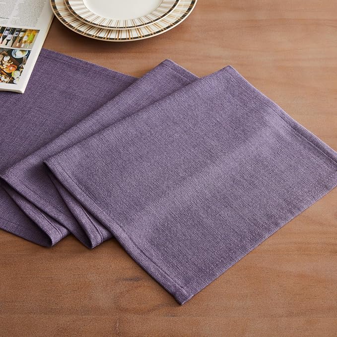 Rustic Cotton Linen Table Runner, 13x36 Inches Purple | Farmhouse Style Linen - Image 2