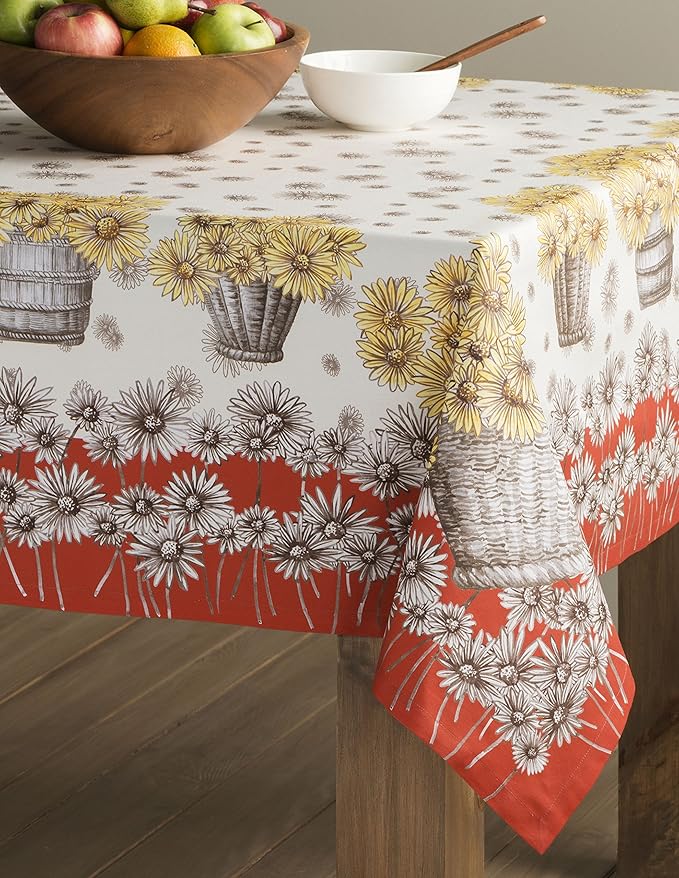 Maison d' Hermine Table Cloth Square Table 100% Cotton 54 x 54 Inches Fall Tablecloth Reusable Everyday Use for Thanksgiving Christmas Decorations Dining Farmhouse Party (Bagatelle)
