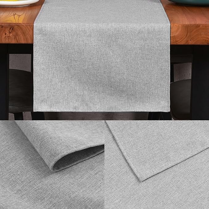 Table Runner 13 x 72 Inches Long, Cotton Linen Farmhouse Style Grey Table Linen for Kitchen Dining Coffee Table Parties Wedding Home Decor (Modern-Grey, 13” x 72”)