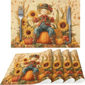Thanksgiving Scarecrow Placemats Set of 4 Washable Table Place Mats for Dining Kitchen Party Decor