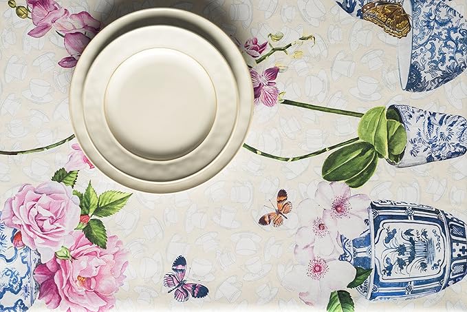 Maison d' Hermine Table Cloth Rectangle Table 100% Cotton 60 x 120 Inches Tablecloth Reusable Decorative for Dining Room Farmhouse Home Valentines Day Decorations Spring Summer - Canton