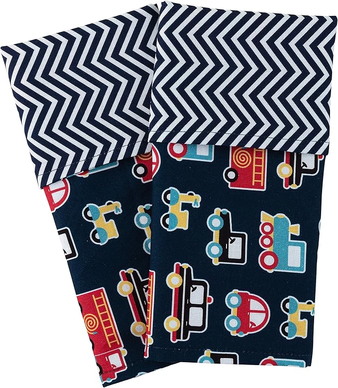 Funkins Reusable Cloth Placemats for Kids & Lunch Boxes | Reusable, Eco-Friendly | 15"x13", 2-ply, Thick, Absorbent, Machine Washable | Set of 2 Placemats (Transportation)