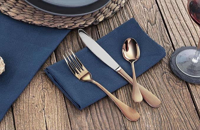 Artaste 56891 Rain 18/10 Stainless Steel Flatware 36-Piece Set, Copper Finish - Image 5