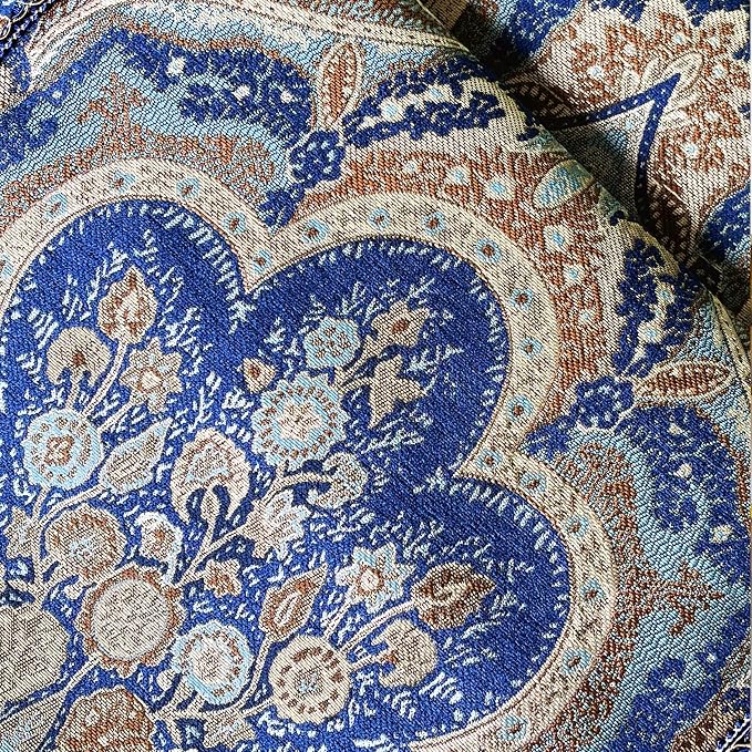 Exquisite Floral Jacquar Table Runner 87" Navy Blue - Image 4