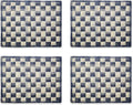 MACKENZIE-CHILDS Set of 4 Sinamay Placemats, Durable Woven Table Mats, Navy