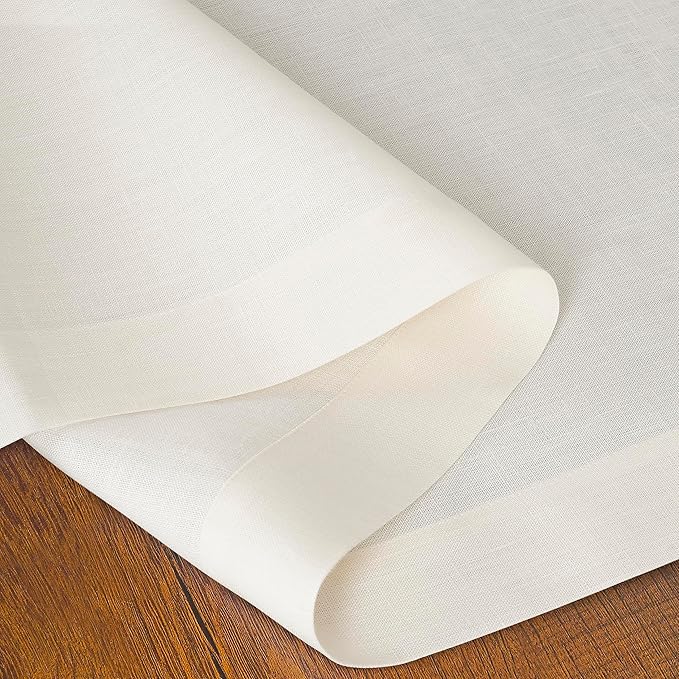 D'Moksha Homes Linen Ivory Table Runner 90 Inches Long - 100% Pure Linen 14 x 90 Inch Table Runner for Dining, Valentines, Spring, Easter - Machine Washable