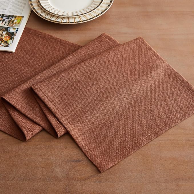 Rustic Cotton Linen Table Runner, 13x36 Inches Terracota | Farmhouse Style - Image 2