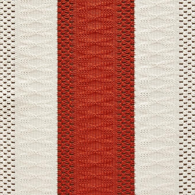 Macrame Style Bicolor Stitching Table Runner 14x48in Orange | Woven Boho Table - Image 6