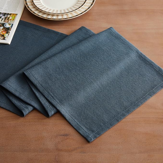 Rustic Cotton Linen Table Runner, 13x36 Inches Navy | Farmhouse Style Linen - Image 2
