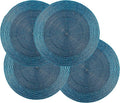 Lightnpro Glitz Beaded Charger Placemat - Turquoise Blue Placemat Set of 4, Handmade Round Table Mats - Christmas Xmas Dining Harvest Fall Holiday Celebration Festive Party Table Décor - 13 inch