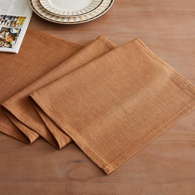 Rustic Cotton Linen Table Runner, 13x108 Inches Caramel | Farmhouse Style Linen - Image 2