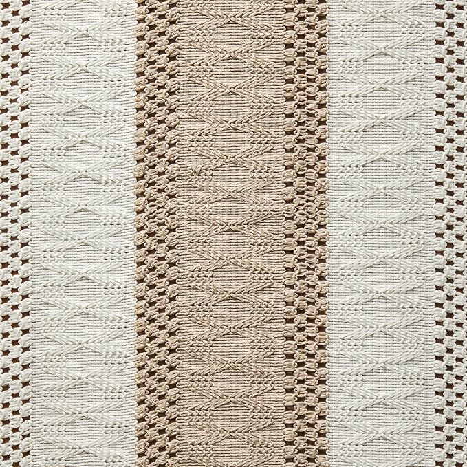 Macrame Style Bicolor Stitching Table Runner 14x36in Taupe | Woven Boho Table - Image 6