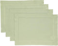 Solino Home Linen Placemats Set of 4 - Classic Hemstitch Sage Green Placemats 14 x 19 Inch - 100% Pure Linen Table Mats for Winter, Spring, Easter, St Patricks Day