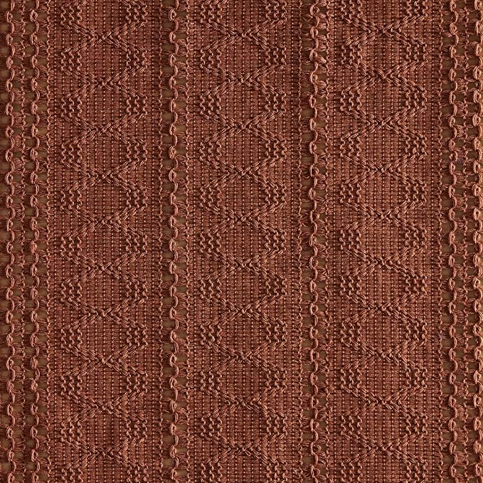 Macrame Style Boho Table Runner, 12x90 Inch Terracotta | Woven Boho Table Runner - Image 6