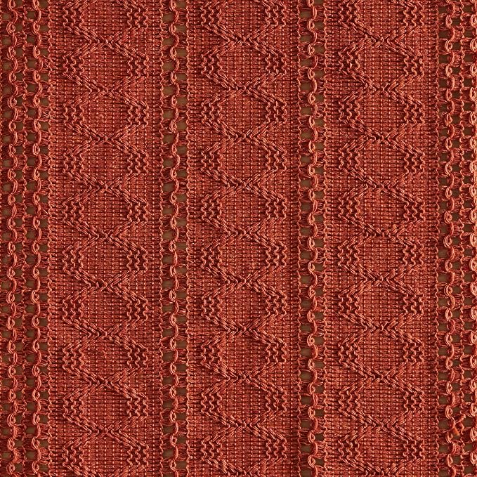 Macrame Style Boho Table Runner, 12x36 Inch Rust | Woven Boho Table Runner - Image 6