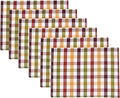 Urban Villa HarvestPlacemats for Dining Set of 6 Over Sized 14''x 20'' Buffalo Check Plaid 100% Cotton Thanks Giving Placemats FallPlacemats Everyday Use Heavier Quality
