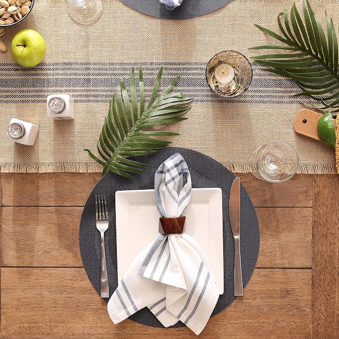 DII PVC Tabletop Collection Woven Indoor/Outdoor, Round Placemat Set, Stonewash - Image 3