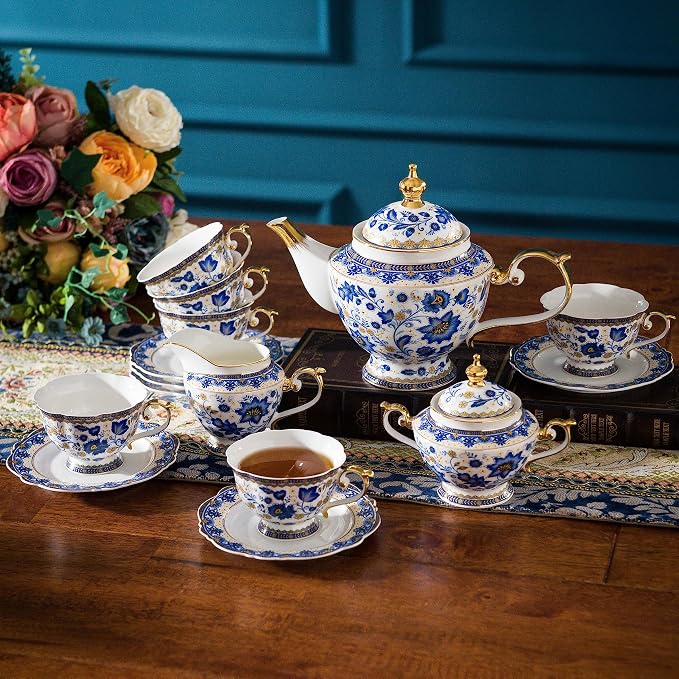 ACMLIFE Tea Set for Adults, Vintage Tea Sets, Bone China Tea Set, Tea Cup Set - Image 2