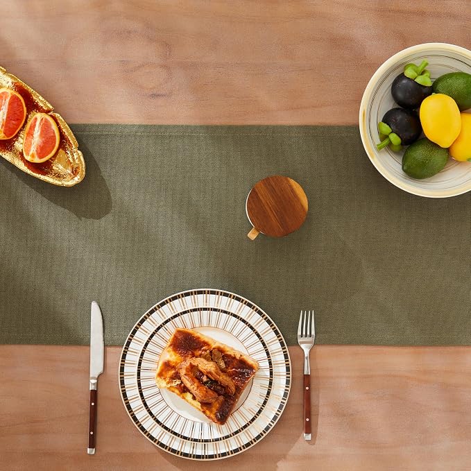 Rustic Cotton Linen Table Runner, 13x90 Inches Olive | Farmhouse Style Linen - Image 5