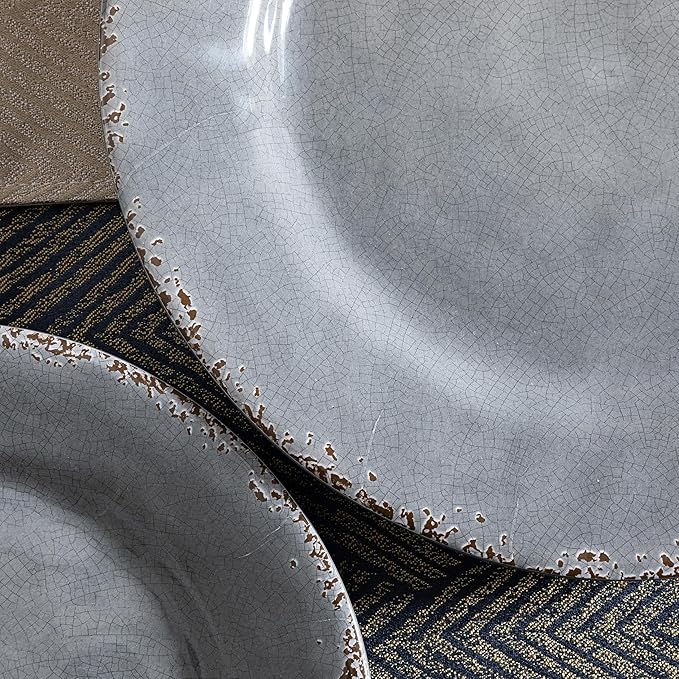 Farmhouse Melamine Dinner Plates Set of 6,Break and Chip Resistant Kitchen Plates, BPA Free 6pcs Dinner Dishes Set, 11 Inch Lightweight larger Melamine Salad Plates for Everyday Use, Gray…