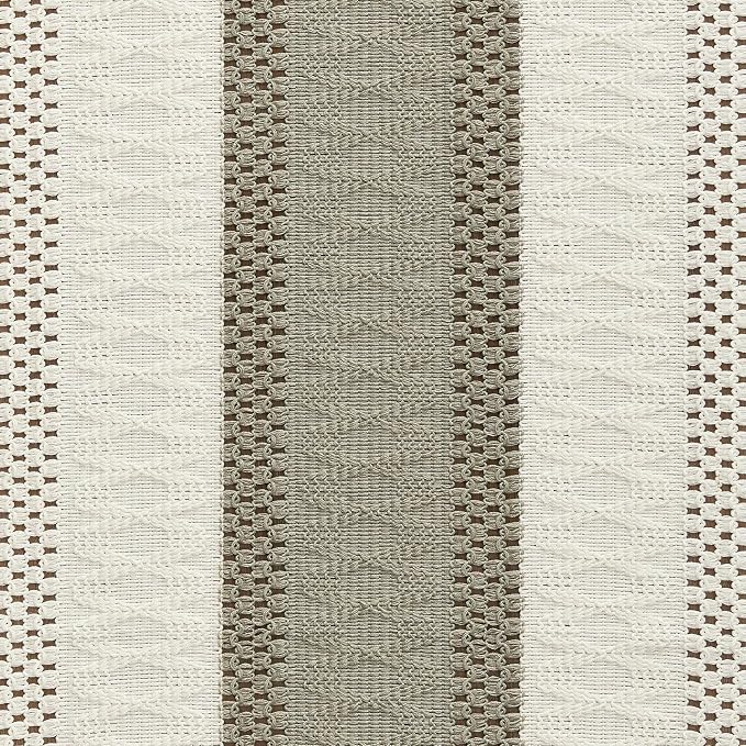 Macrame Style Bicolor Stitching Table Runner 14x60in Dark Sage | Woven Boho - Image 6