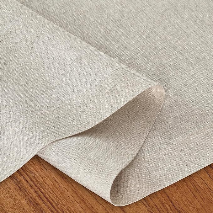 D'Moksha Homes Linen Table Runner 60 Inches - 100% Pure Linen Light Natural Table Runner 14 x 60 Inch for Coffee Tables, Dresser, Valentines, Spring, Easter - Machine Washable