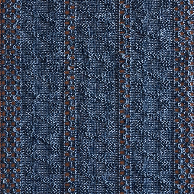 Macrame Style Boho Table Runner, 12x108 Inch Dusty Blue | Woven Boho Table - Image 6