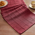 Linen Checked Farmhouse Table Runner, 13x72 Inches Burgundy | Raised Grid Design by ZEEMARTONLINE